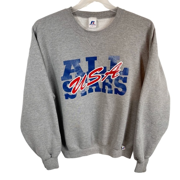 Russell Athletic Other - 90’s Russell Athletic USA All Stars Crew Neck Sweat Shirt L Gray Red Blue